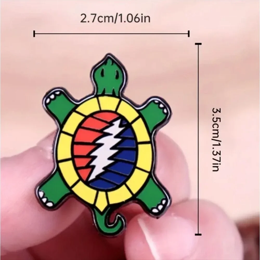 Grateful dead turtle pin lightning bolt music band stick pin